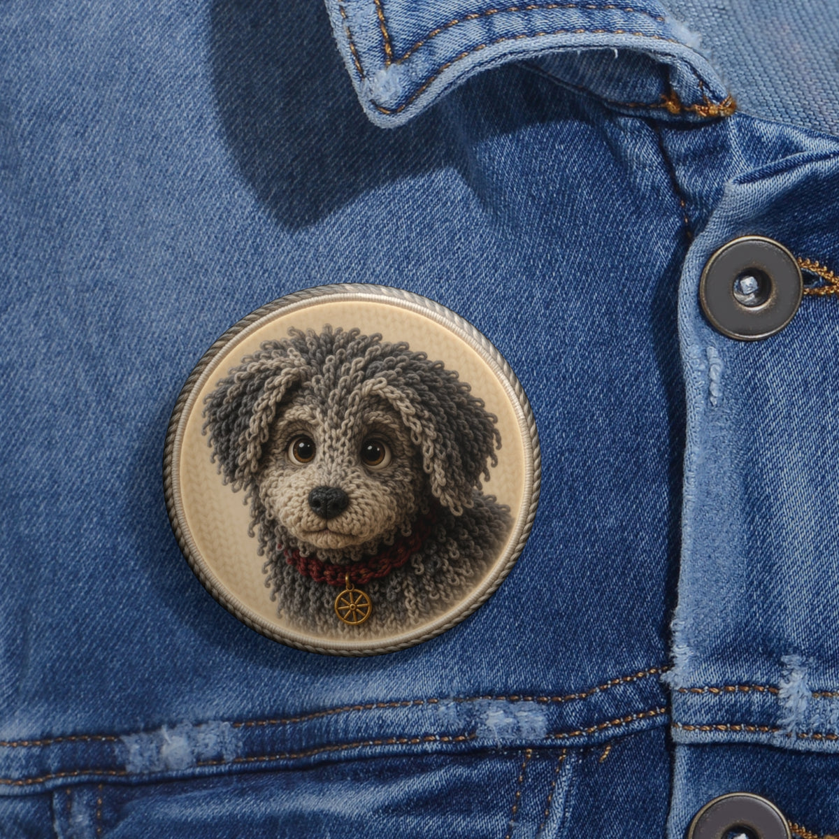 Knitted Emblem Pin Button No. 10