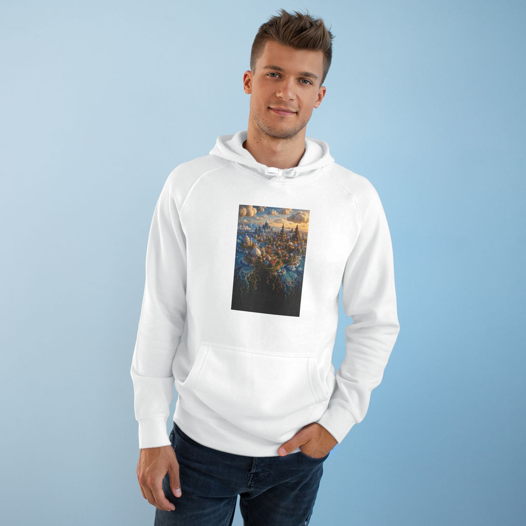 The Island of Nornavefur fantasy cityscape graphic hoodie, Arctic Story House – view 3