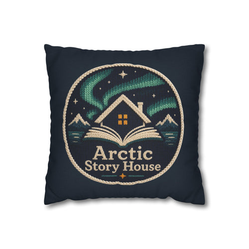 Arctic Story House northern lights cozy cabin throw pillow cover – view 1
