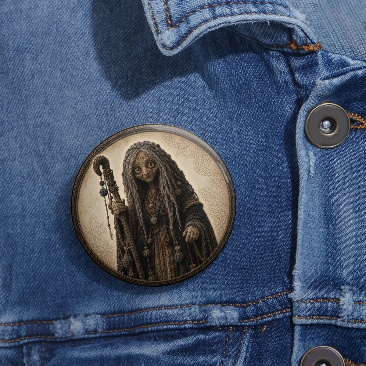 Knitted Emblem Pin Button No. 08