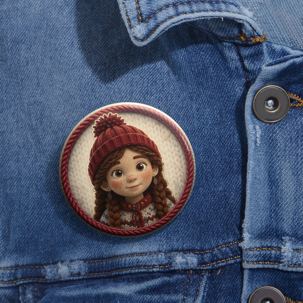 Knitted Emblem Pin Button No. 03
