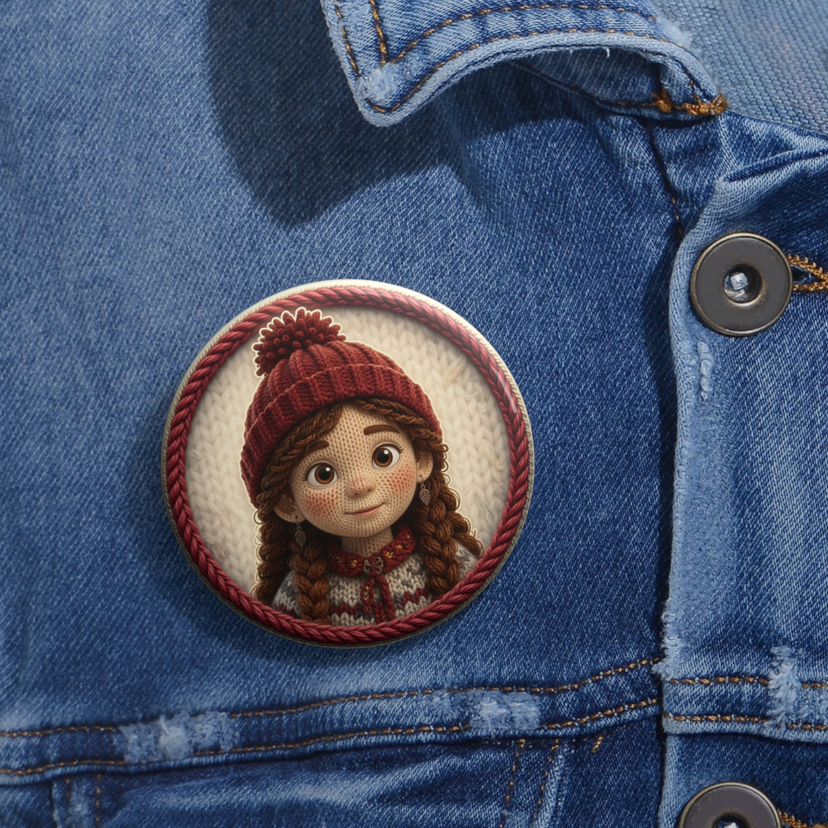 Knitted Emblem Pin Button No. 03