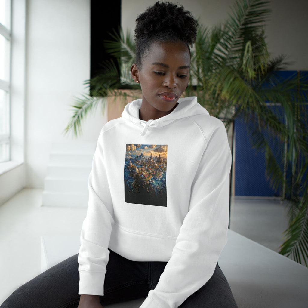 The Island of Nornavefur fantasy cityscape graphic hoodie, Arctic Story House – view 4