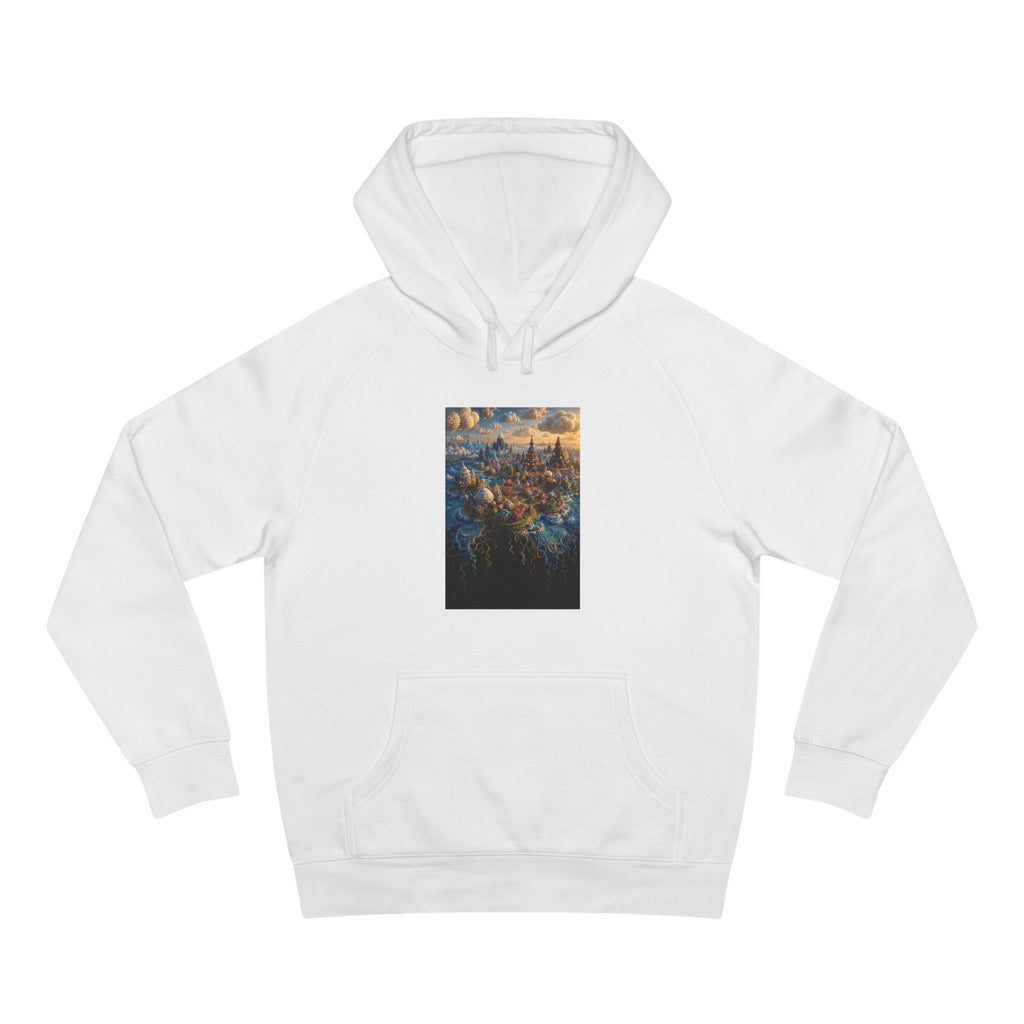 The Island of Nornavefur fantasy cityscape graphic hoodie, Arctic Story House – view 1