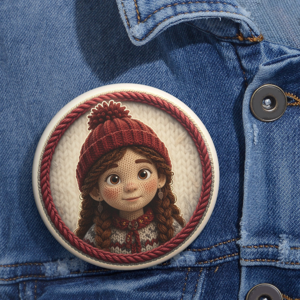 Knitted Emblem Pin Button No. 03